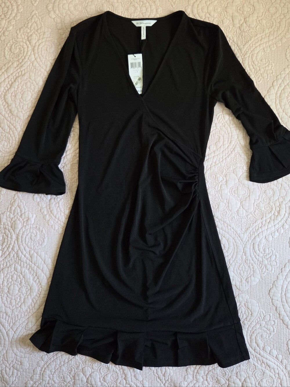 NWT BCBGeneration Black Faux-Wrap Mini Dress - Size Small